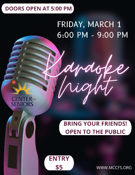 Karaoke Night - Friday, March 1, 2024 - Muskingum County Center for Seniors
